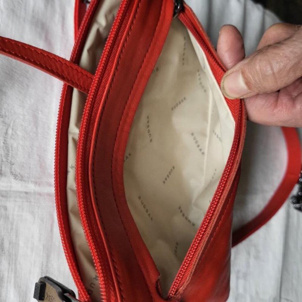 Red leather RUDSAK crossbody bag - Picture 10 of 15